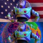 image for In Toy Story 2 (1999) , the American flag is replaced by the globe in rest of the world.