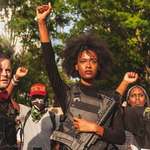 image for Armed Black Panthers join Protest in Georgia leading the line
