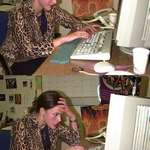 image for Milla Jovovich answers fans questions in an online chat on AOL, February 13, 1995.