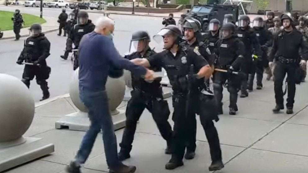 image for Buffalo police officers arrested after shoving 75-year-old protester