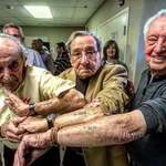 image for These 3 Jewish men arrived in Auschwitz on the same day and were tattooed 10 numbers apart. They met at the Last Eyewitness Project and were photographed by Samdibachom on instagram.