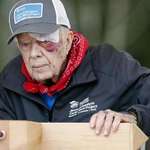 image for Fmr. Pres. Jimmy Carter working with Habitat for Humanity, days after an injuring fall. Age 95