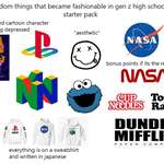 image for "Random things that became fashionable in gen z high schools" starter pack