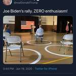 image for Trump making fun of Biden for following social distancing at his rallies