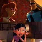image for Incredibles (2004) Elastagirl’s original suit was red and Mr. Incredible’s suit was blue, their first child’s name? Violet