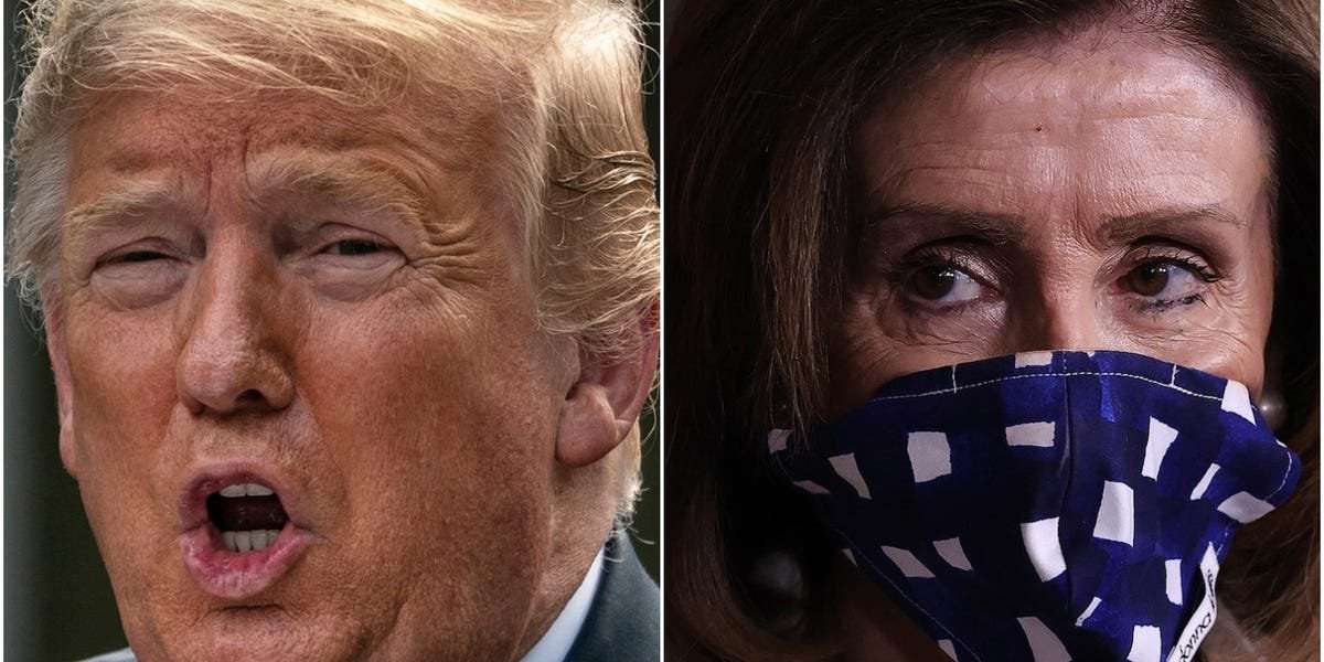 image for Nancy Pelosi goads 'cowardly' Trump for not wearing mask and says the CDC has not made them mandatory yet because it would 'embarrass the president'