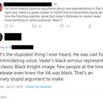 image for Darth Vader is offensive because he was voiced by a black man