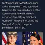 image for 18, raped by a 21 year old in her command. He got stationed overseas, she has since been medically discharged and lives with ptsd and depression.