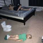 image for I passed out waiting for my son who demanded he had to poop. My wife found us like this. He didn’t poop.