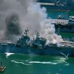 image for USS Bonnehome Richard is currently on fire in San Diego