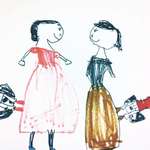 image for My daughter drew this in kindergarten. Title: "Moms chatting after school"