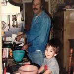 image for Dad teaching me how to make cornbread. Houston, TX, 1986