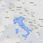 image for The true size of Italy overlaid on Italia