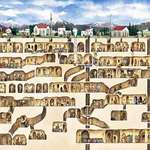 image for Map of Derinkuyu, an ancient, underground city that was found in Turkey. The city goes 60 meters down and could accommodate 20,200 people. It was discovered when a Turkish resident found a mysterious room behind a wall in his home