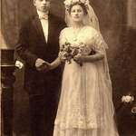 image for My great great grandparents's wedding : Tzipe Fassler ( last name Haishelis before her marriage ) and Harry Fassler. Jewish immigrants from Bessarabia and Bukovina ( respectively) Photo taken in Manhattan NY in the year of 1911.