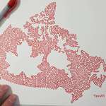 image for I have been drawing countries with one line and just finished Canada. I did my best with those dang islands