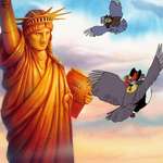 image for In An American Tail (1986), the colour of the statue of liberty is historically accurate. As the film is set in 1885, the year the statue was completed, it still has its bright copper colouring. It was only after 1900 that the statue turned green due to oxidisation.
