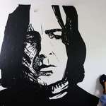 image for I created Snape out of painter’s tape on my bedroom wall