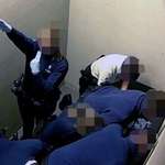 image for Belgian female police officer performing nazi salute while her squad is pulling a George Floyd on a Slovakian man of bout 13 min. They all laughed and made jokes until he stopped breathing. Then they called in the med team but he was already dead. He was a mentally ill prisoner.