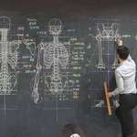 image for Anatomy teacher with his drawing lecture on a chalkboard.