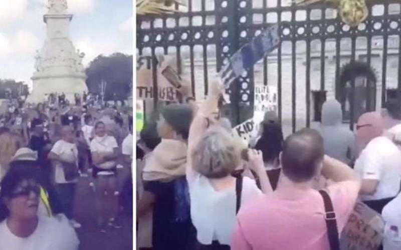 image for Fury erupts outside Buckingham Palace as enraged crowds scream 'paedophile' at gates