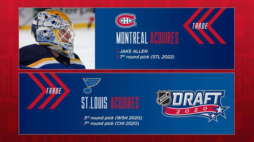 image for Canadiens acquire goaltender Jake Allen from the Blues
