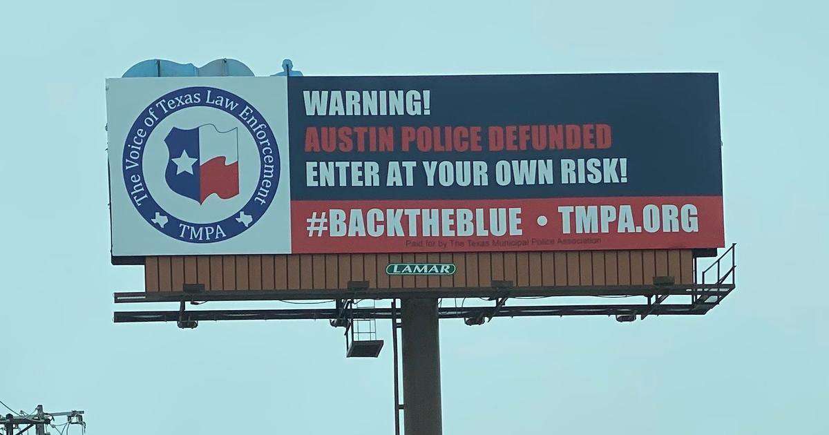 image for Texas police group puts up billboard warning "enter at your own risk," saying Austin defunded police