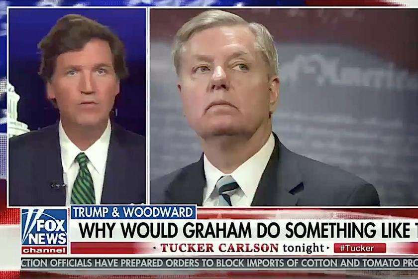 image for Fox's Tucker Carlson blames Lindsey Graham for Trump's Bob Woodward interview, suggests sabotage