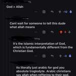 image for Guy doesn’t realize the “Allah” is literally the Arabic translation of “God”