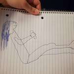 image for My husband said "stay still, I'm gonna try to draw you" then he showed me this. I laughed so hard I almost threw up. Look at the FEET