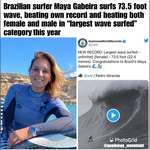 image for Maya Gabeira breaks her own world record by surfing a 73.5 foot wave