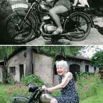 image for The same bike .. the same place .. the same girl, but with a difference of 71 years,