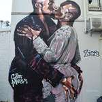 image for 20 Foot Tall Graffiti Mural of Kanye Kissing Himself