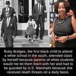 image for After a Federal court ordered the desegregation of schools in the South, in 1960, U.S. Marshals escorted a 6-year-old Black girl, Ruby Bridges, both to and from the school.