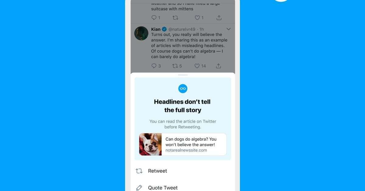 image for Twitter is bringing its ‘read before you retweet’ prompt to all users