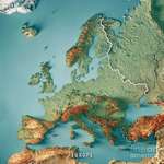 image for 3D render topographic map of Europe