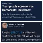 image for Trump calls coronavirus a hoax, now COVID-19 Positive