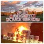 image for Friend built this Biden/Harris billboard on her farm. 24 hrs later it was destroyed.