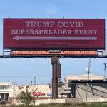 image for Rural America 2020 billboard outside the Des Moines Airport where Trump will hold his hangar rally