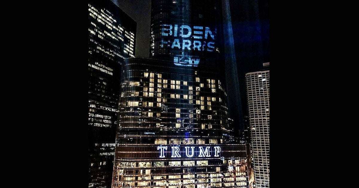 image for United Steelworkers shine ‘Biden-Harris’ projection on Trump Tower