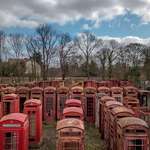 image for A cemetery of telephone booths in the UK.