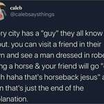 image for Does your town have a horseback Jesus?