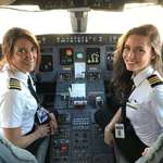 image for Captain Suzy Garrett and her first-officer daughter, Donna, are the first mother-daughter pair in history to pilot a commercial Skywest Airlines flight together. Suzy was one of the first dozen female pilots hired at Skywest and has been flying there for over 30 years.