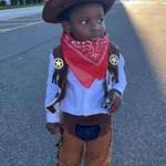 image for My 3year old nephew as a cowboy today! Only did trick or treat at my house but still dressed up!