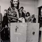 image for My mom voting for the first time in a presidential election in 1972 in Indiana, PA