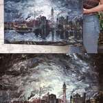 image for Got commissioned to do this oilpainting of the skyline from Dishonored!