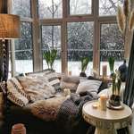 image for Winter views from a bay window nook, England.