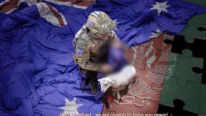 image for Scott Morrison demands apology from China over 'repugnant' tweet showing Australian soldier threatening to kill child