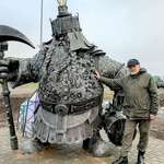 image for An old sculptor built a gnome from old parts right on the territory of a gas station on a highway in Belarus