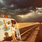 image for 1975 My girlfriend and friend on a trip. Somewhere in the Midwest USA.